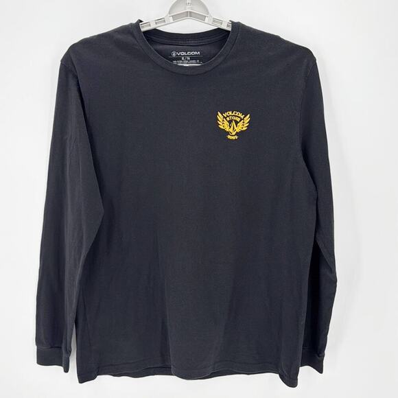 Volcom black gold graphic front back long sleeve T shirt sz xl cotton skater XL - Picture 1 of 7